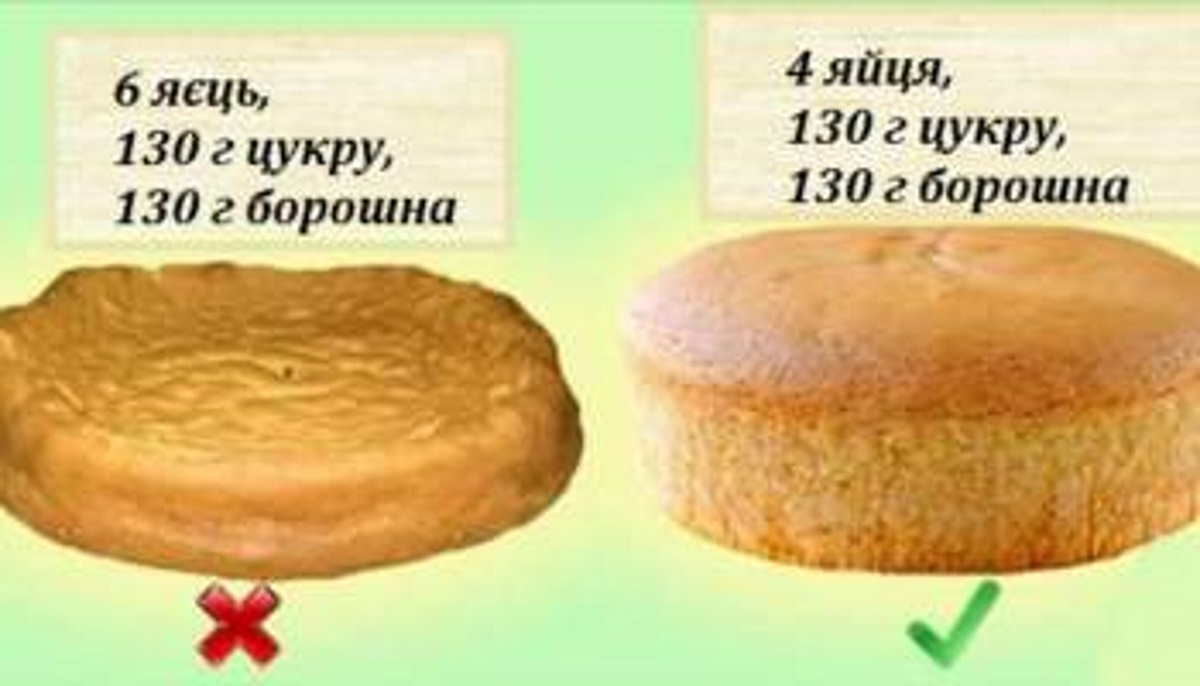 Бисквит в зависимости от количества яиц